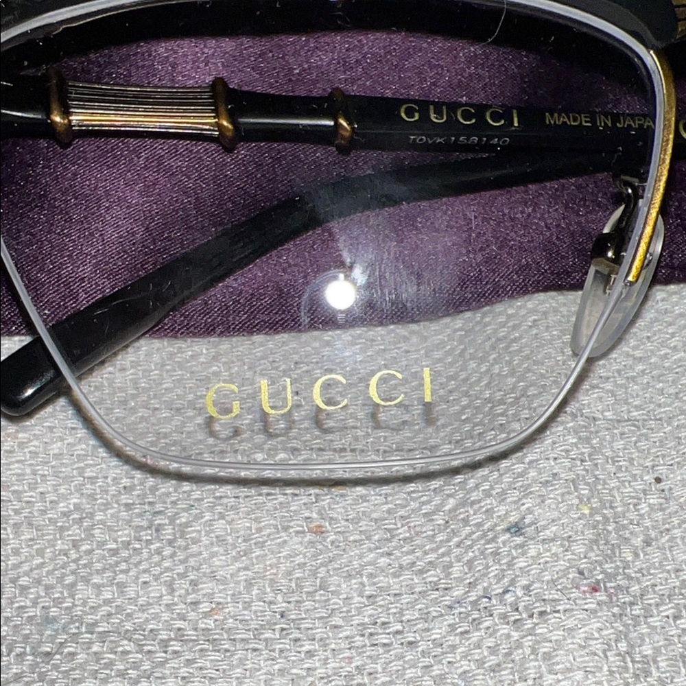 Gucci Black and Gold Eyeglasses with Case - Picture 3 of 13